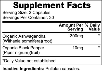 Natural ingredients in Ashwagandha supplement